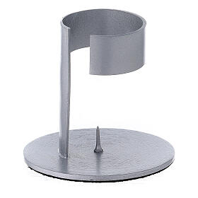 Bougeoir bocal rehaussé aluminium brossé 4 cm s2