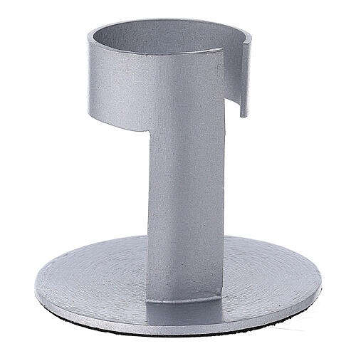Brushed aluminium candle holder with high socket 1 1/2 in 3