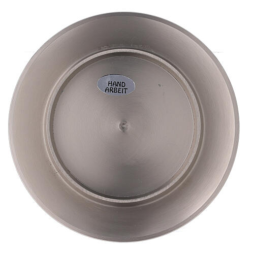 Circular candle holder of nickel-plated brass with satin finish 3 in 3