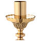 Altar candlestick, gold plated brass, leaves and arabesques, 62 cm s2