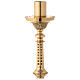 Altar candlestick, gold plated brass, leaves and arabesques, 62 cm s3