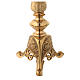 Altar candlestick, gold plated brass, leaves and arabesques, 62 cm s6