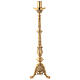 Altar candlestick, gold plated brass, leaves and arabesques, 62 cm s7