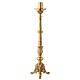 Golden brass altar candlestick with arabesque leaves 62 cm s1