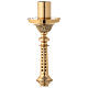 Golden brass altar candlestick with arabesque leaves 62 cm s3