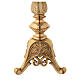 Golden brass altar candlestick with arabesque leaves 62 cm s5