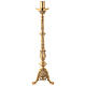 Golden brass altar candlestick with arabesque leaves 62 cm s7