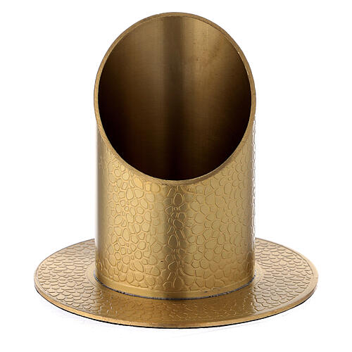 Golden brass candle holder with real leather effect, 5 cm 1