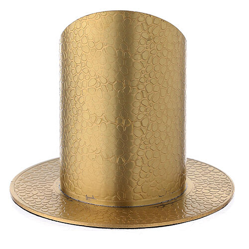 Gold plated brass candle holder with leather finish 2 in 3