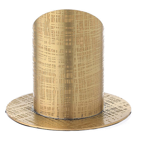 Gold plated brass candle holder with perpendicular lines 2 in 3