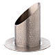 Nickel plated candle holder leather effect finish 5 cm s2