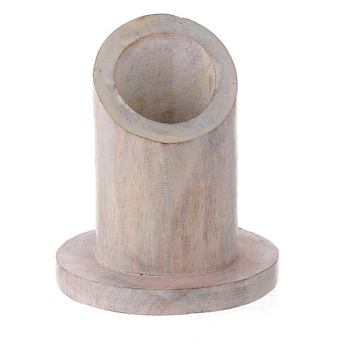 Podstawka świeczki 3 cm, cylinder ukośne cięcie, drewno mangowe jasne 1