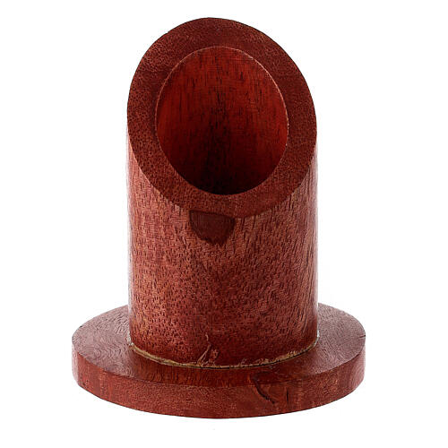 Dark mango wood candle holder with mitered socket 1 1/4 in 1