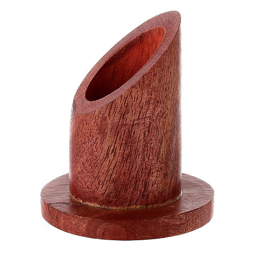 Dark mango wood candle holder with mitered socket 1 1/4 in 2
