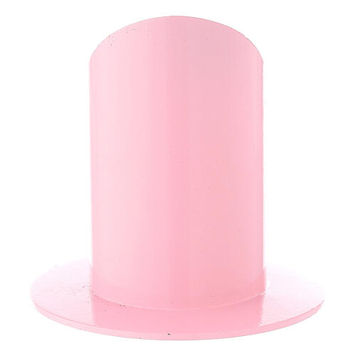 Podstawka na świeczki w pastelowym różu z żelaza, średnica 5 cm 3
