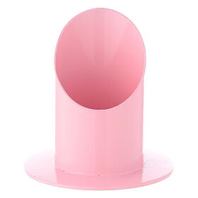 Castiçal porta-vela ferro rosa pastel, diâmetro: 5 cm