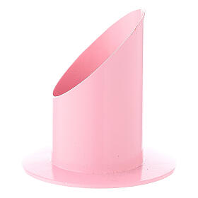 Pastel pink iron candle holder diameter of 2 in