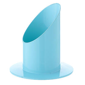 Hellblauer Kerzenhalter aus Eisen, Durchmesser von 5 cm
