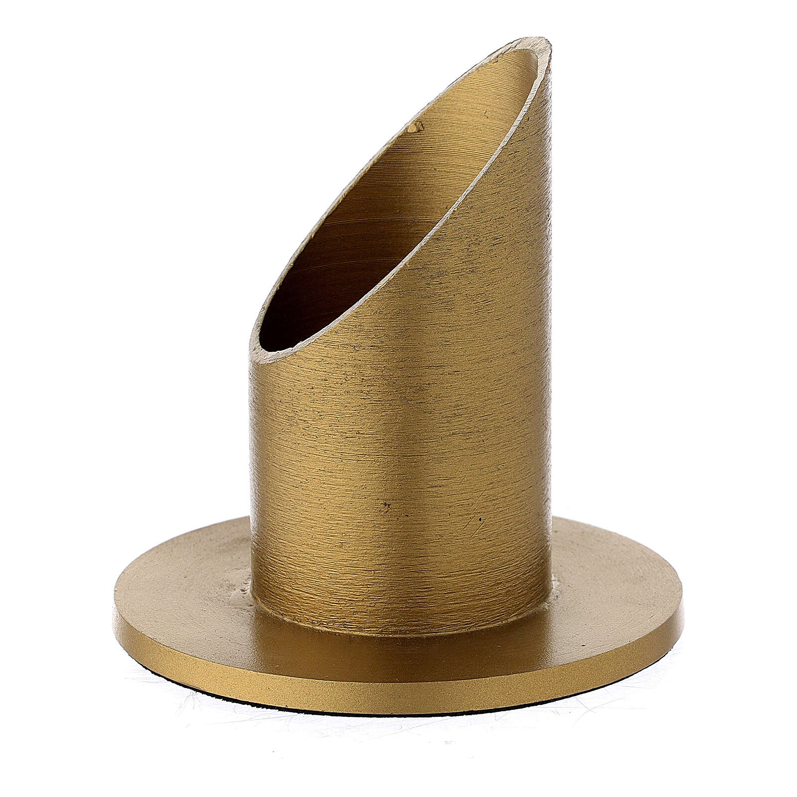 Brushed golden aluminium candle holder, 4 cm online sales on HOLYART.co.uk