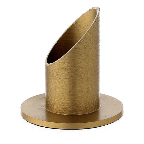 Brushed golden aluminium candle holder, 4 cm 2