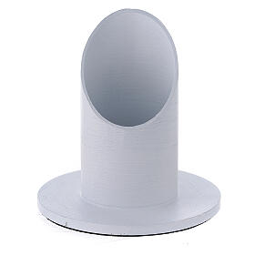 Candleholder in white brushed aluminium, 4 cm