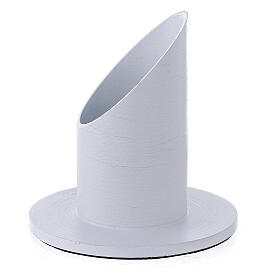 Candleholder in white brushed aluminium, 4 cm