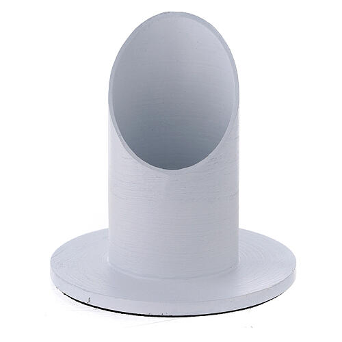 Candleholder in white brushed aluminium, 4 cm 1