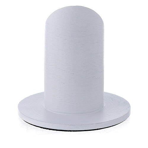 White brushed aluminium candle holder 1 1/2 in 3