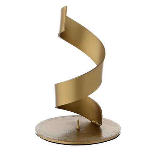 Castiçal espiral com ponta alumínio dourado diâmetro 4 cm 1