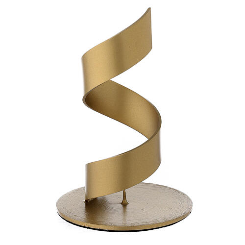 Castiçal espiral com ponta alumínio dourado diâmetro 4 cm 2