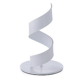 Candleholder with spiral in white aluminium, 4 cm