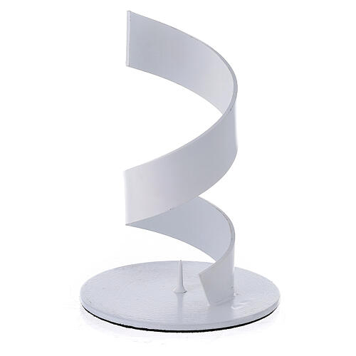 Podstawka świeczki 4 cm, cylinder spiralny i kolec, aluminium kolor biały 1