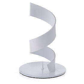 Spiral candle holder of white aluminium 1 1/2 in