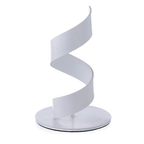 Spiral candle holder of white aluminium 1 1/2 in 2