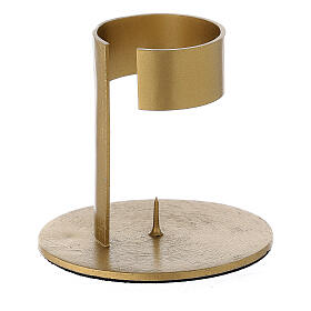 Golden aluminium candle holder with band, 4 cm