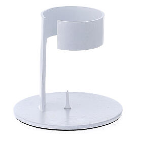White aluminium candle holder with band, 4 cm