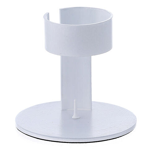 White aluminium candle holder with band, 4 cm 1