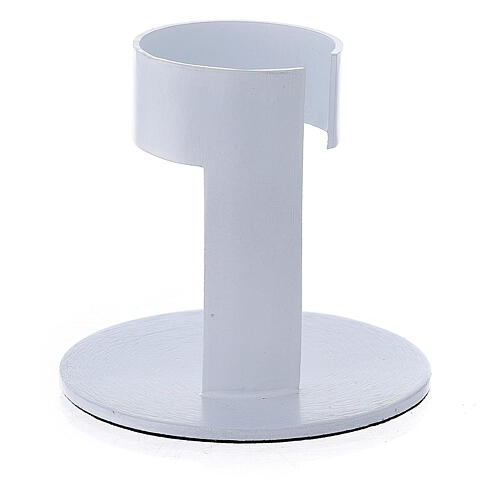 White aluminium candle holder with open band 1 1/2 in 3
