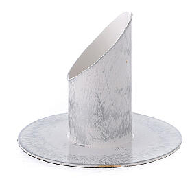 Weißer Kerzenhalter aus Eisen mit Schwammeffekt in Silber, 3 cm
