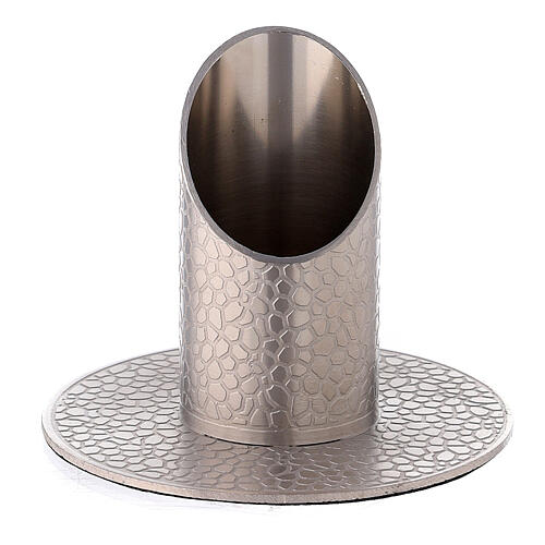 Candleholder with leather effect in nickel-plated brass, 3 cm 1