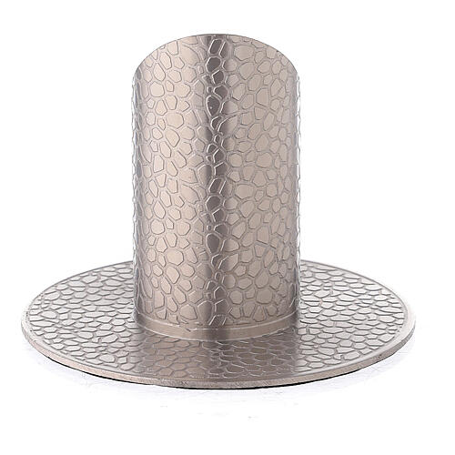 Candleholder with leather effect in nickel-plated brass, 3 cm 3