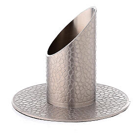 Portacandela effetto pelle ottone nichelato 3 cm