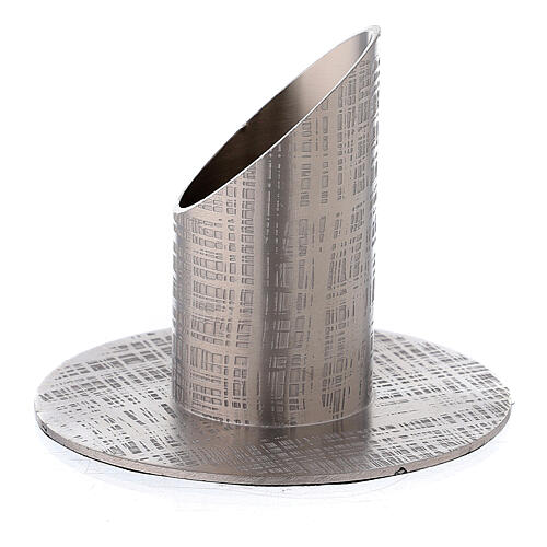 Nickel-plated brass candle holder with fabric effect 1 1/4 in 2