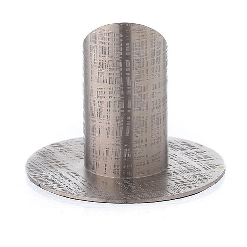 Nickel-plated brass candle holder with fabric effect 1 1/4 in 3