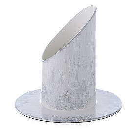 White candle holder in silver and iron, 4 cm