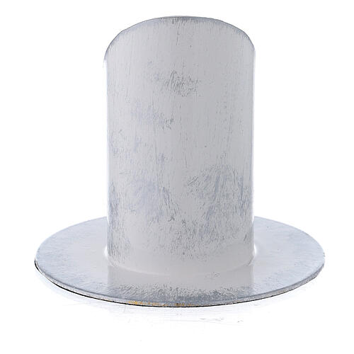White candle holder in silver and iron, 4 cm 3