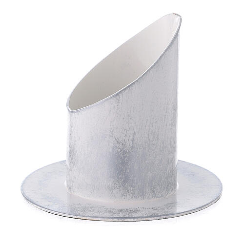 White and silver metal candle holder 2 in 2