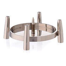 Polished brass candle holder with four supports and punch, 10 cm