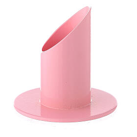 Portacandela rosa pastello ferro 4 cm