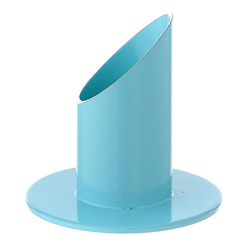 Świecznik pastelowy niebieski z żelaza, 4cm 2